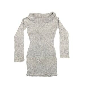 Finesse‎ Womens Heather Gray Off Shoulder Ribbed Knit Mini Sweater Dress XS/S